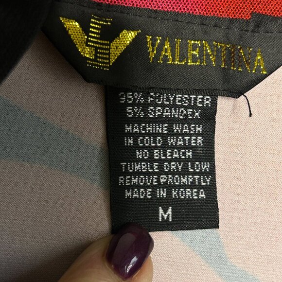 Valentina Colorful Leaf Design Full Zip Mesh Bling Top Jacket Size Medium - Picture 4 of 10